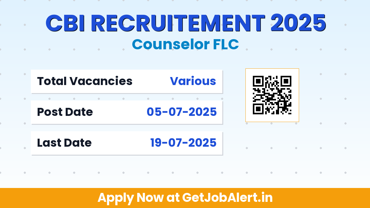 Central Bank of India Counselor FLC Recruitment 2025 - Apply Offline