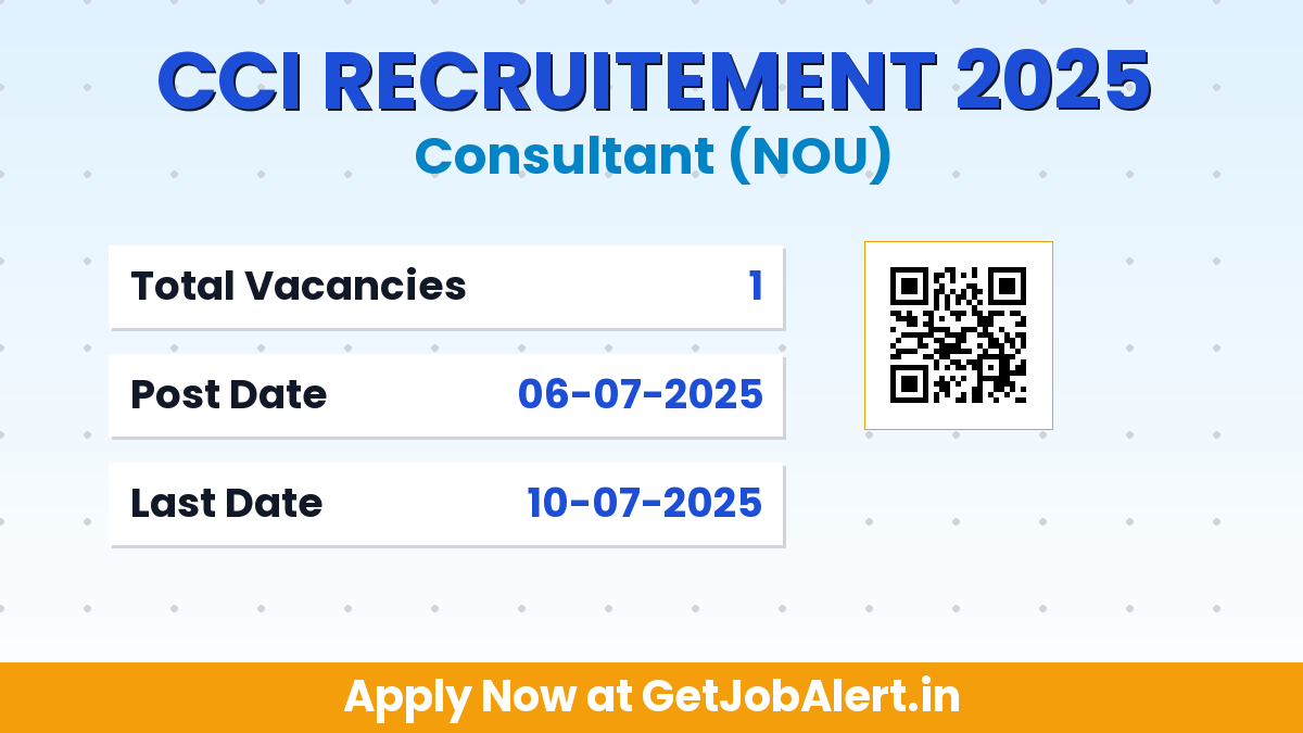 CCI Consultant Recruitment 2025 - Apply Offline for 01 Consultant Posts