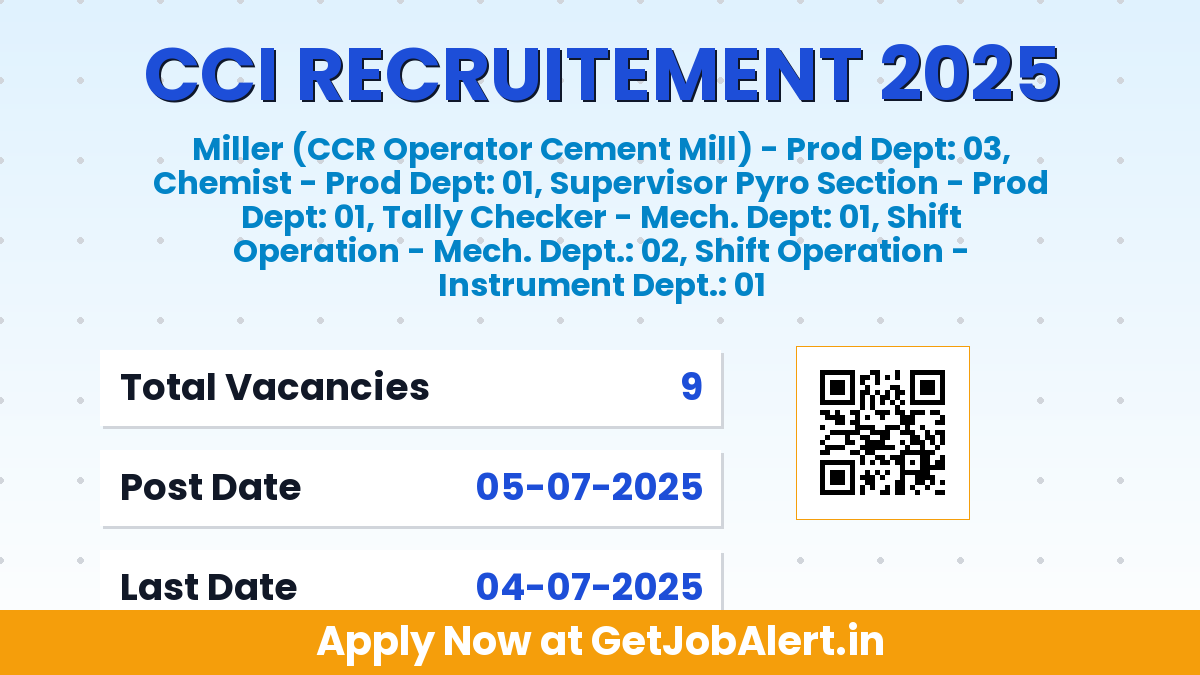 CCI Experienced Professionals Recruitment 2025 - Walk in for 9 Posts