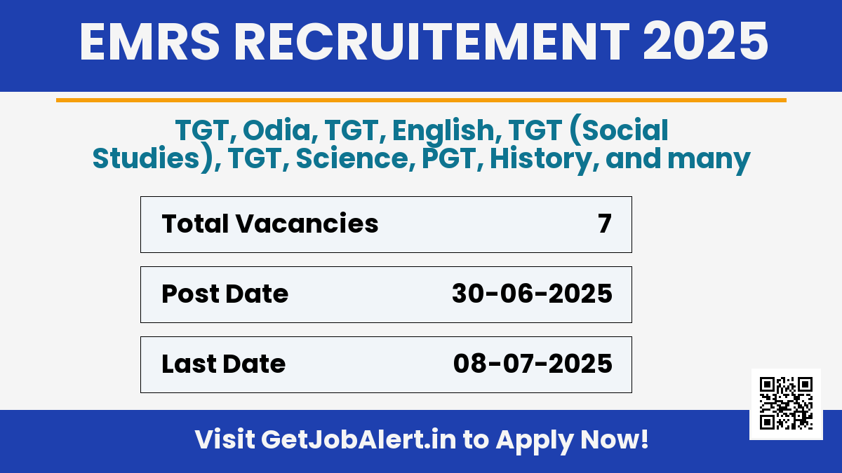 EMRS Rayagada TGT, PGT Recruitment 2025 - Apply Offline for 7 Posts