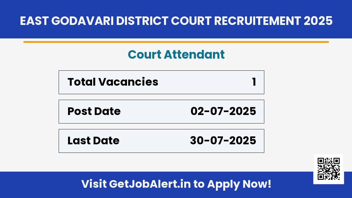 East Godavari District Court Court Attendant Recruitment 2025 - Apply Offline for 01 Posts Before July 30