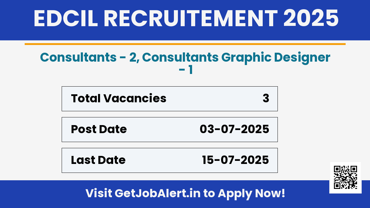 EdCIL Consultants Recruitment 2025 - Apply Online for 03 Posts