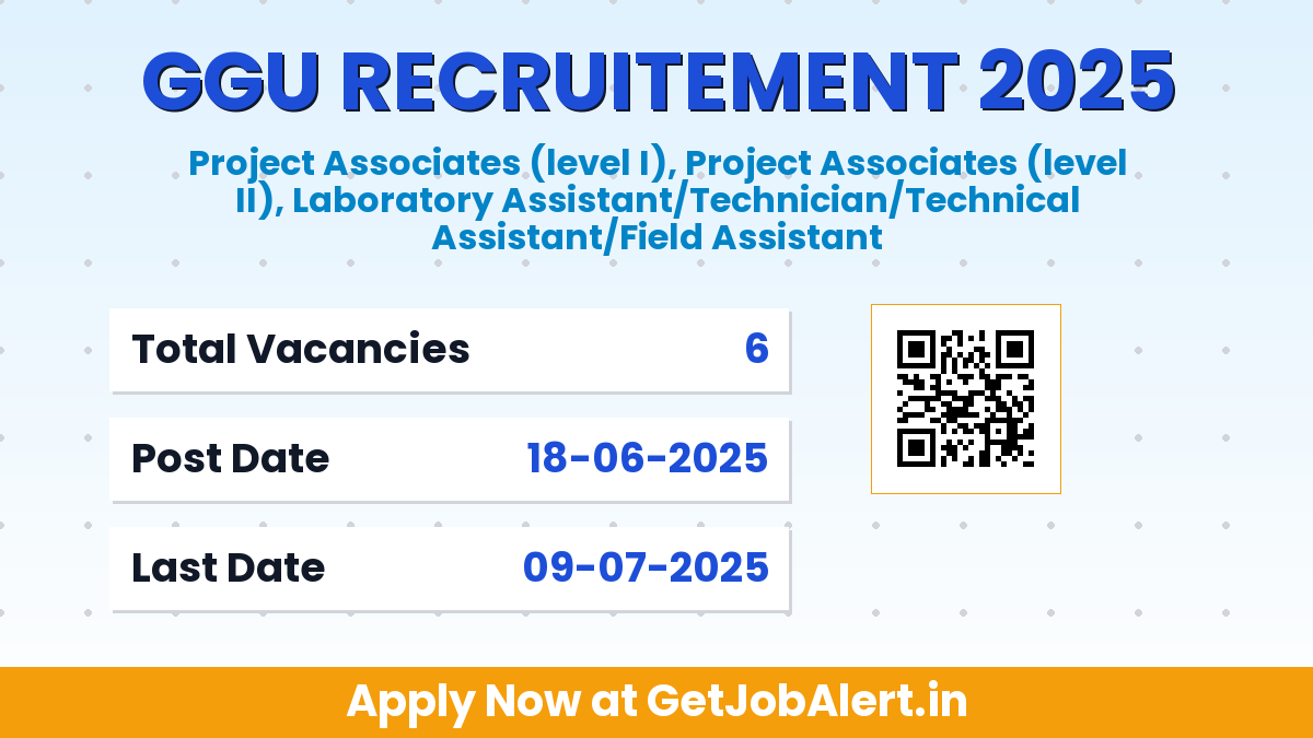 Guru Ghasidas Vishwavidyalaya Recruitment 2025 - Apply Offline for 6 Project Associates, More Posts Before July 09