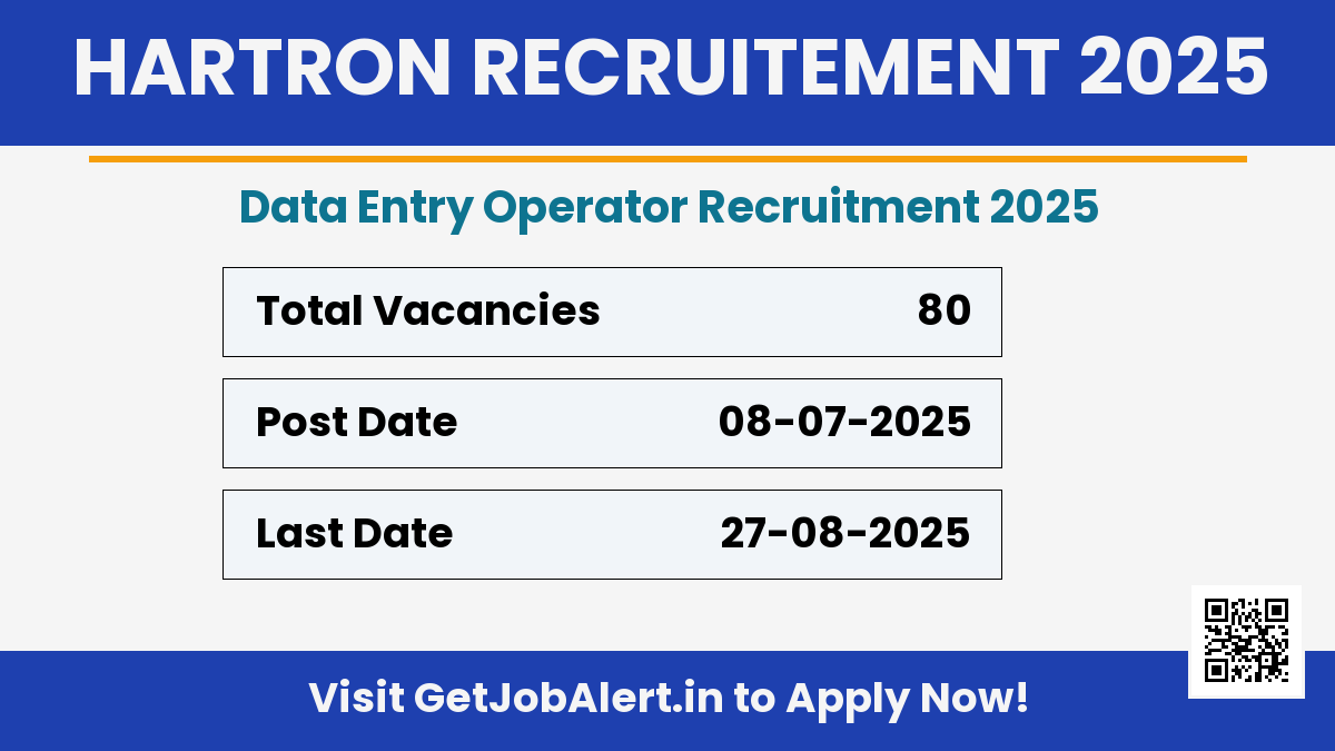 HARTRON Data Entry Operator Recruitment 2025 - Apply Online for 80 Posts