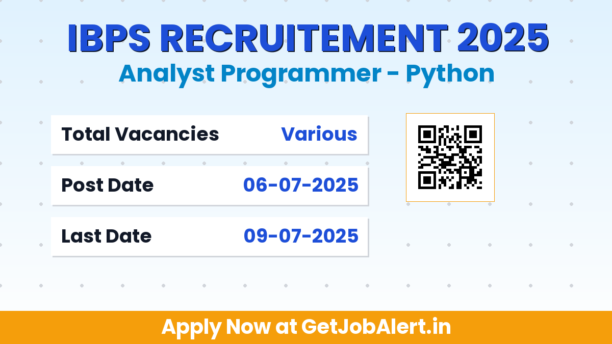 IBPS Analyst Programmer Recruitment 2025 - Walkin for Python Posts