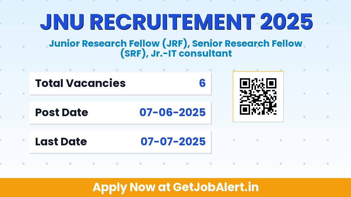 JNU Recruitment 2025 - Apply Offline for 06 Junior Research Fellow, IT Consultant and More Posts