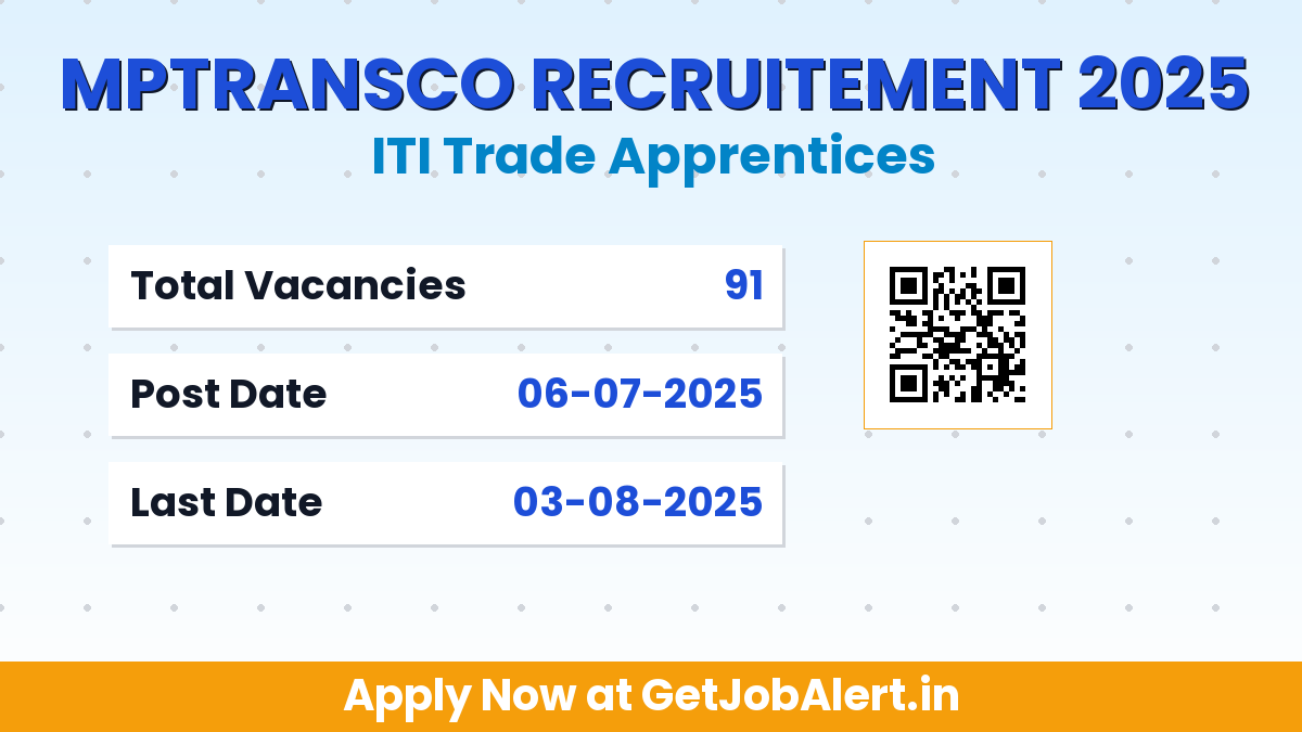 MPTRANSCO ITI Trade Apprentices Recruitment 2025 - Apply Online for 91 Posts
