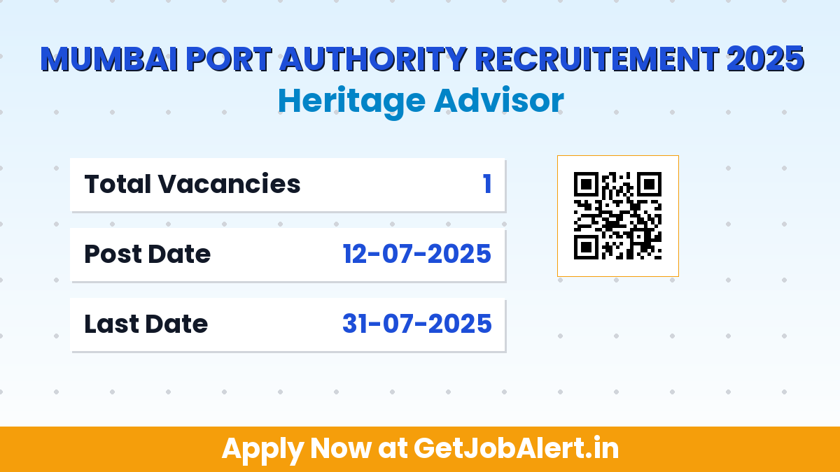 Mumbai Port Authority Heritage Advisor Recruitment 2025 - Apply Offline for 01 Posts