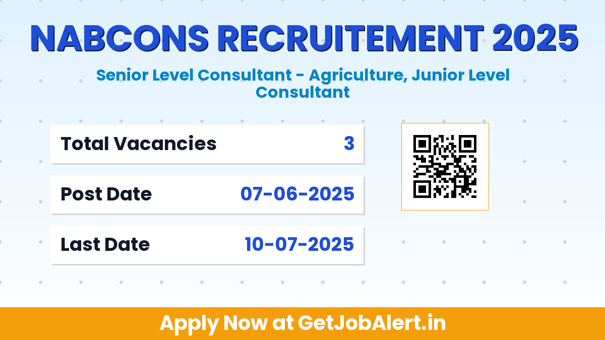 NABCONS Recruitment 2025 - Apply Online for 03 Consultant Posts