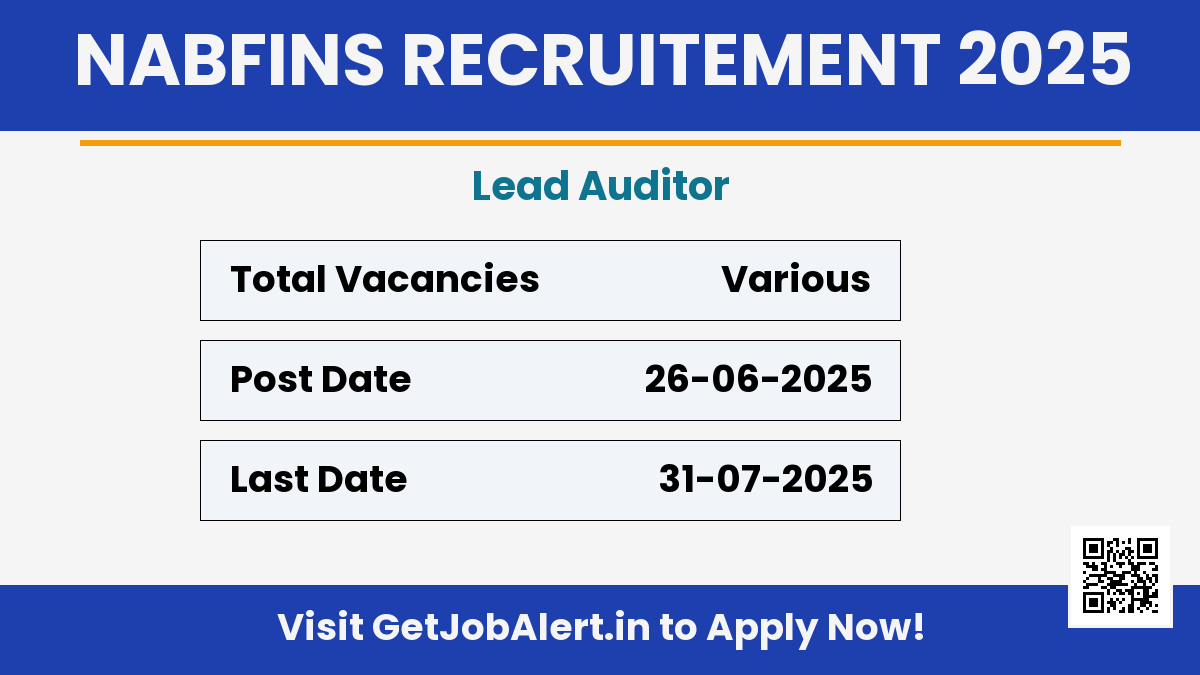 NABFINS Lead Auditor Recruitment 2025 - Apply Online