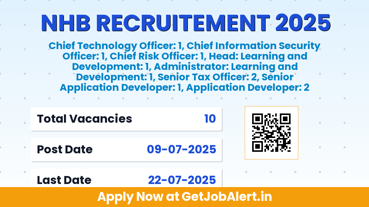 NHB Officers Recruitment 2025 - Apply Online for 10 Latest Job Vacancies