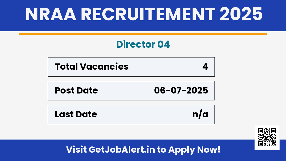 NRAA Director Recruitment 2025 - Apply Offline for 04 Posts