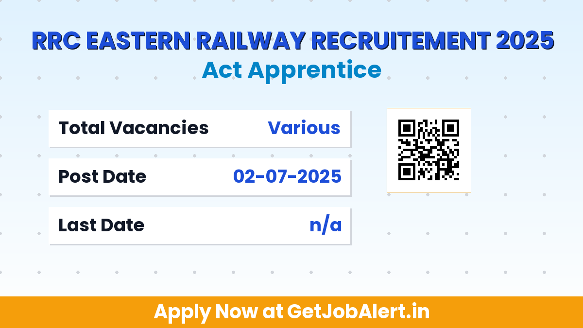 RRC Eastern Railway Apprentice Recruitment 2025 - Apply Online for 3115 Posts
