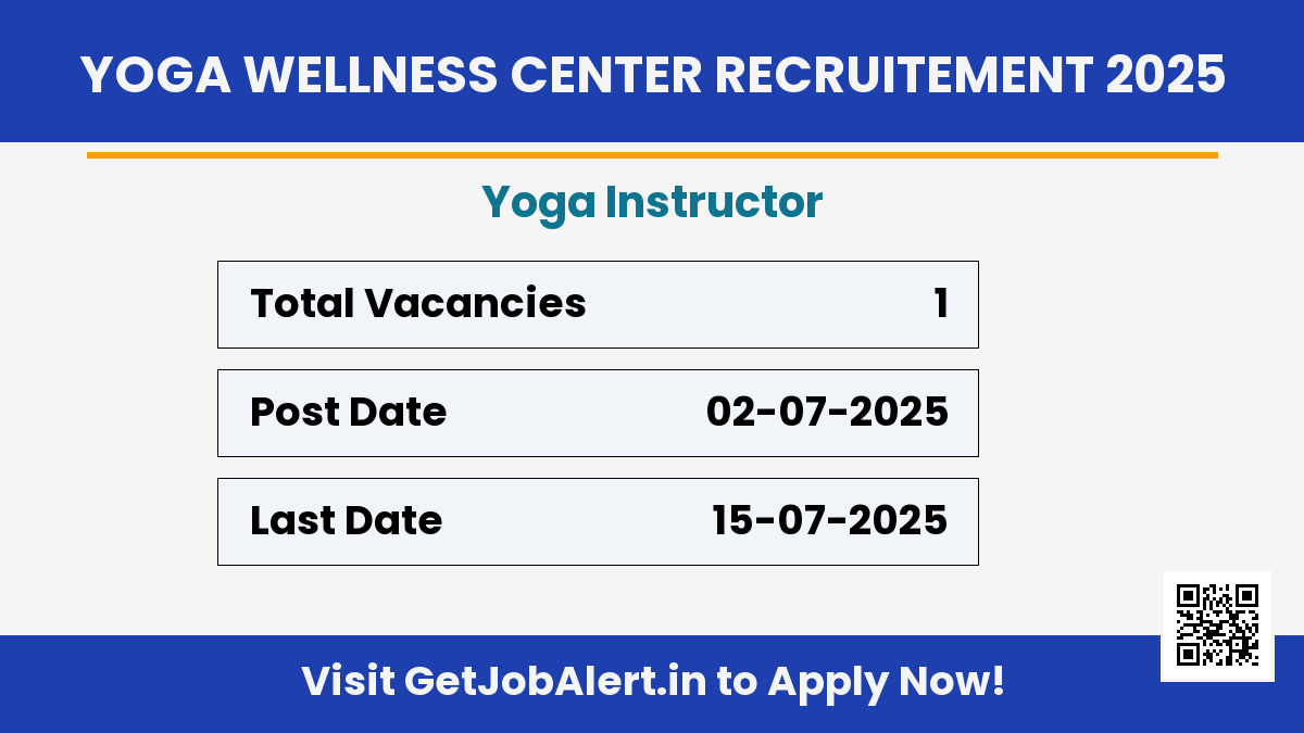 Yoga Wellness Center Maharajganj Yoga Instructor Recruitment 2025 - Apply Offline for 01 Posts
