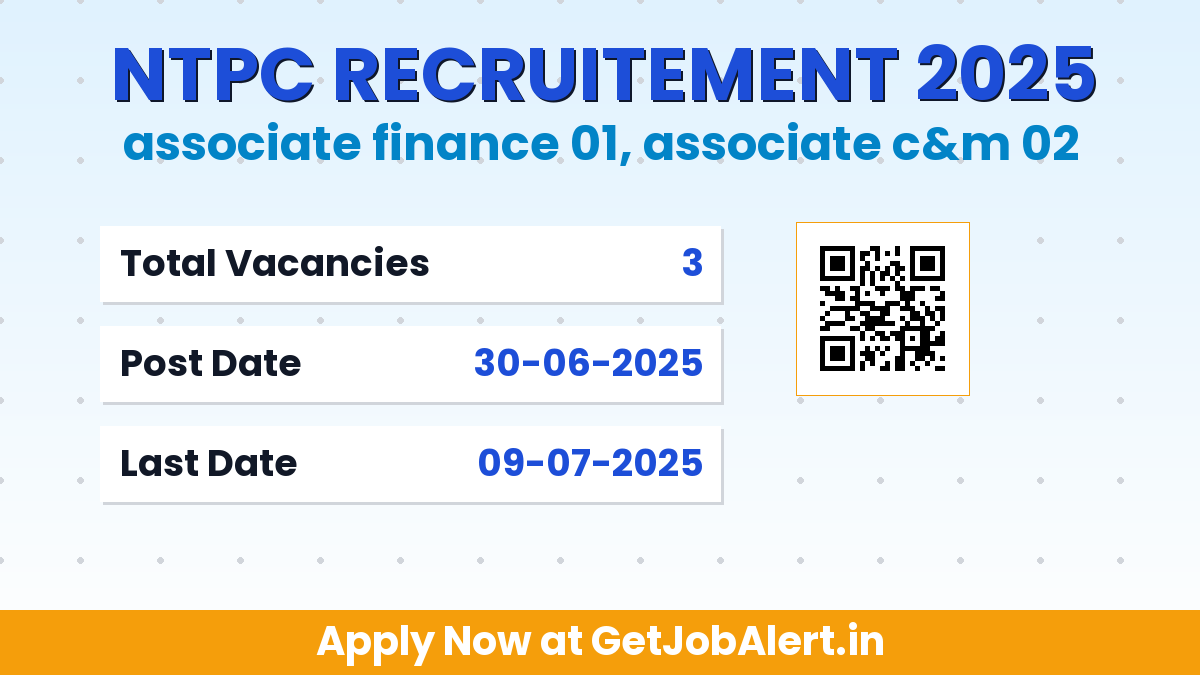 NTPC Associate Recruitment 2025 - Apply Online for 3 Posts